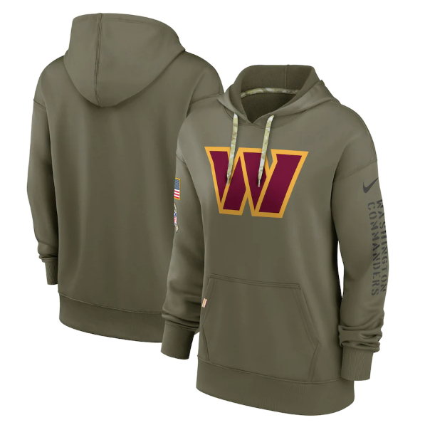 Women's Olive Washington Commanders 2022 Salute to Service Therma Performance Pullover Hoodie(Run Small)